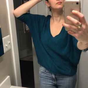 Teal short sleeve domain sweater